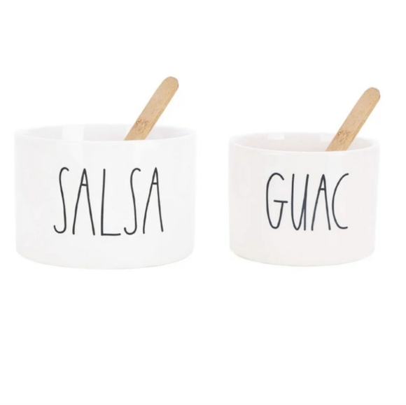 Rae Dunn  Guac + Salsa Set + 2 spoons - Picture 8 of 11